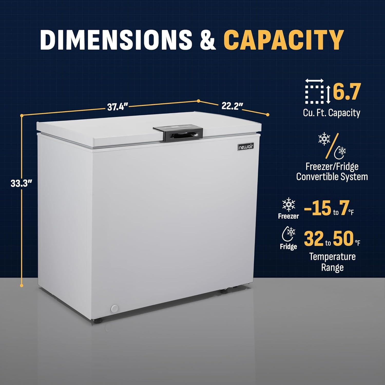 image:imageNewair 67 Cu Ft Chest Freezer with Removable Basket Quiet Deep Freezer Digital Temperature Control Top Open Door Alarm Fast Freeze Mode Compact Freezer Garage Storage Matte BlackCool Gray