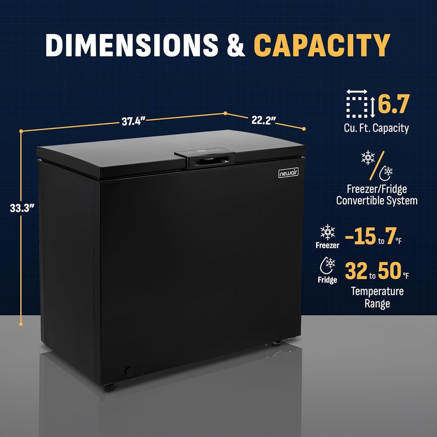image:imageNewair 67 Cu Ft Chest Freezer with Removable Basket Quiet Deep Freezer Digital Temperature Control Top Open Door Alarm Fast Freeze Mode Compact Freezer Garage Storage Cool GrayMatte Black
