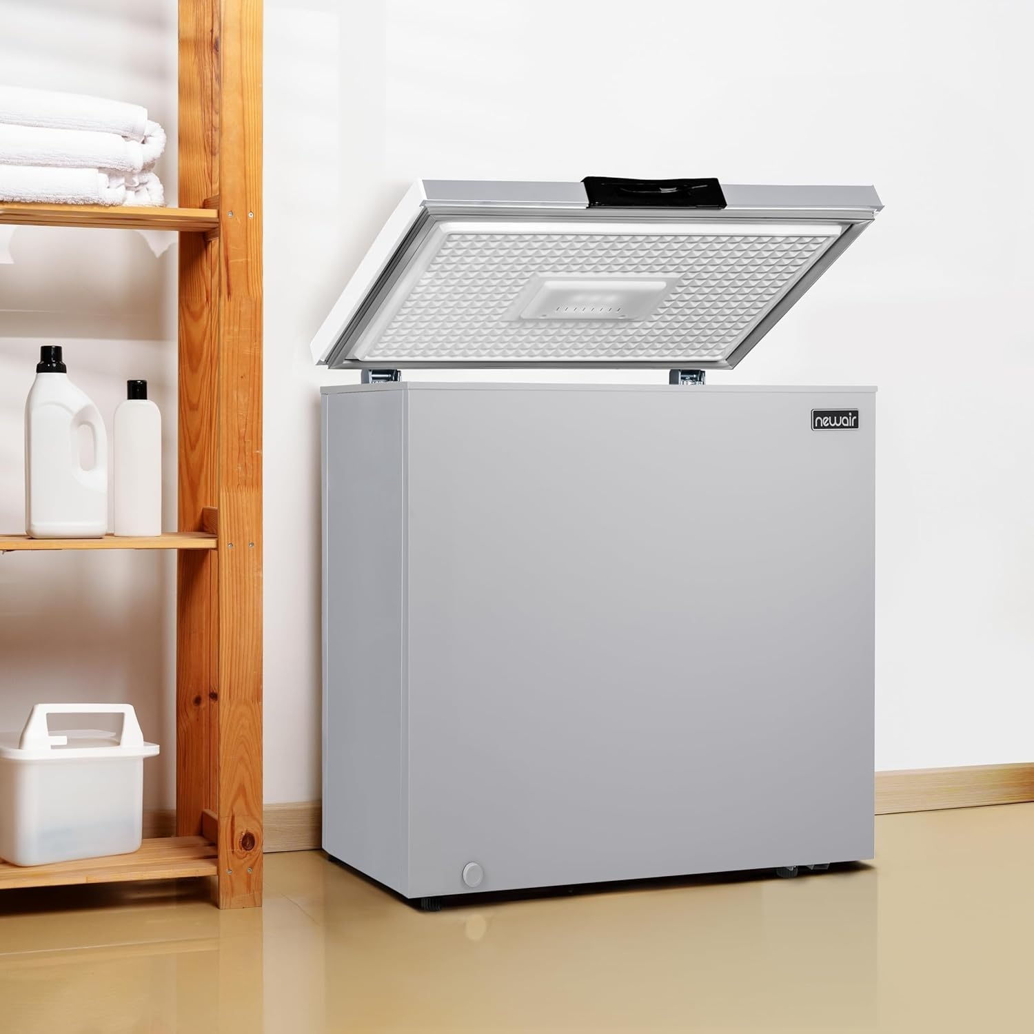 image:imageNewair 67 Cu Ft Chest Freezer with Removable Basket Quiet Deep Freezer Digital Temperature Control Top Open Door Alarm Fast Freeze Mode Compact Freezer Garage Storage Matte BlackCool Gray