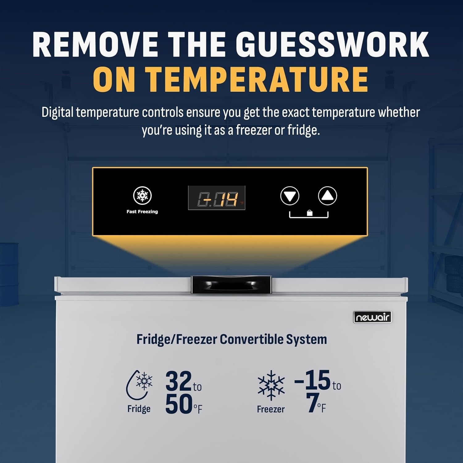 image:imageNewair 67 Cu Ft Chest Freezer with Removable Basket Quiet Deep Freezer Digital Temperature Control Top Open Door Alarm Fast Freeze Mode Compact Freezer Garage Storage Matte BlackCool Gray
