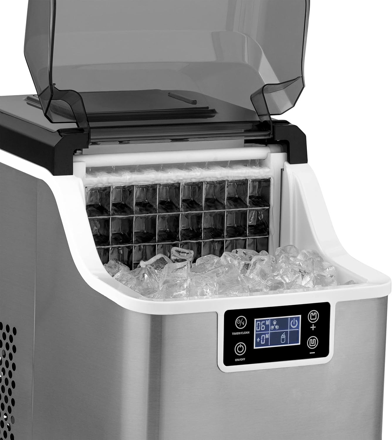 image:imageNewair Countertop Clear Ice Maker 45lbsDay Ice Cube Machine SelfCleaning Function and Custom Ice Thickness Portable Ice Maker 24H Timer Ideal for Home Office and Outdoor Bar Stainless Steel