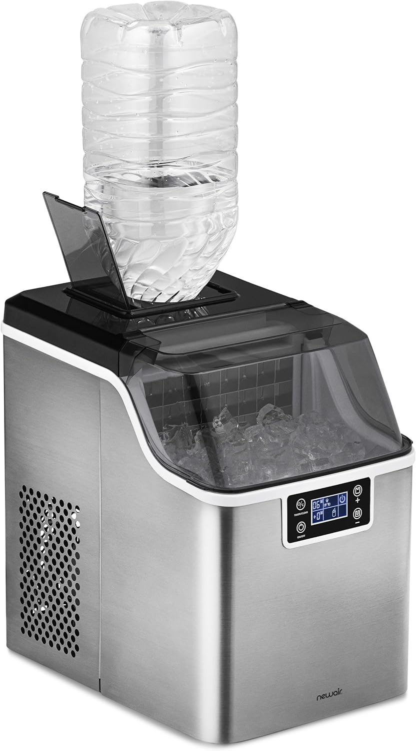 image:imageNewair Countertop Clear Ice Maker 45lbsDay Ice Cube Machine SelfCleaning Function and Custom Ice Thickness Portable Ice Maker 24H Timer Ideal for Home Office and Outdoor Bar Stainless Steel