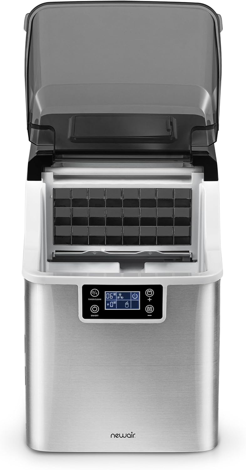 image:imageNewair Countertop Clear Ice Maker 45lbsDay Ice Cube Machine SelfCleaning Function and Custom Ice Thickness Portable Ice Maker 24H Timer Ideal for Home Office and Outdoor Bar Stainless Steel