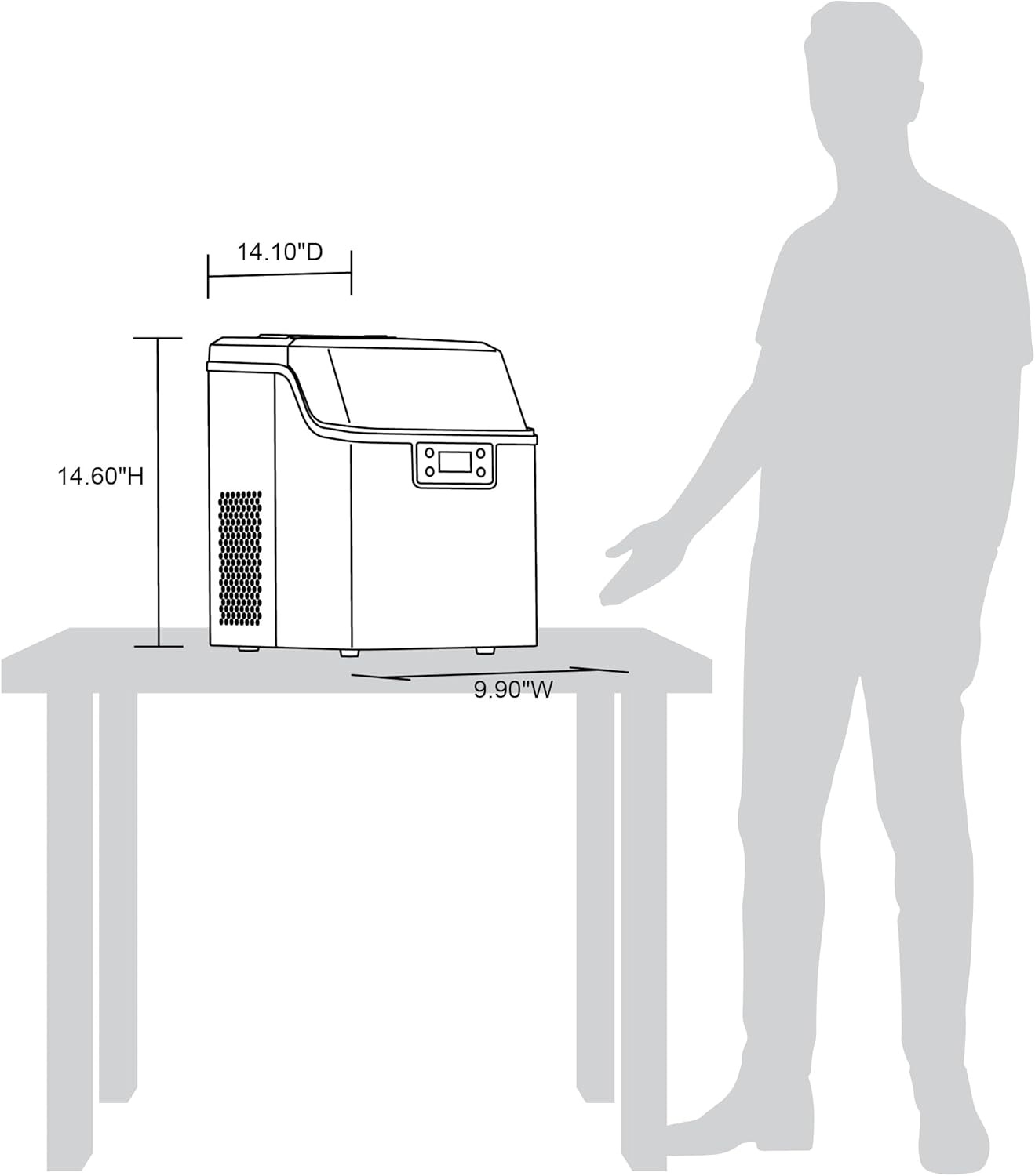 image:imageNewair Countertop Clear Ice Maker 45lbsDay Ice Cube Machine SelfCleaning Function and Custom Ice Thickness Portable Ice Maker 24H Timer Ideal for Home Office and Outdoor Bar Stainless Steel