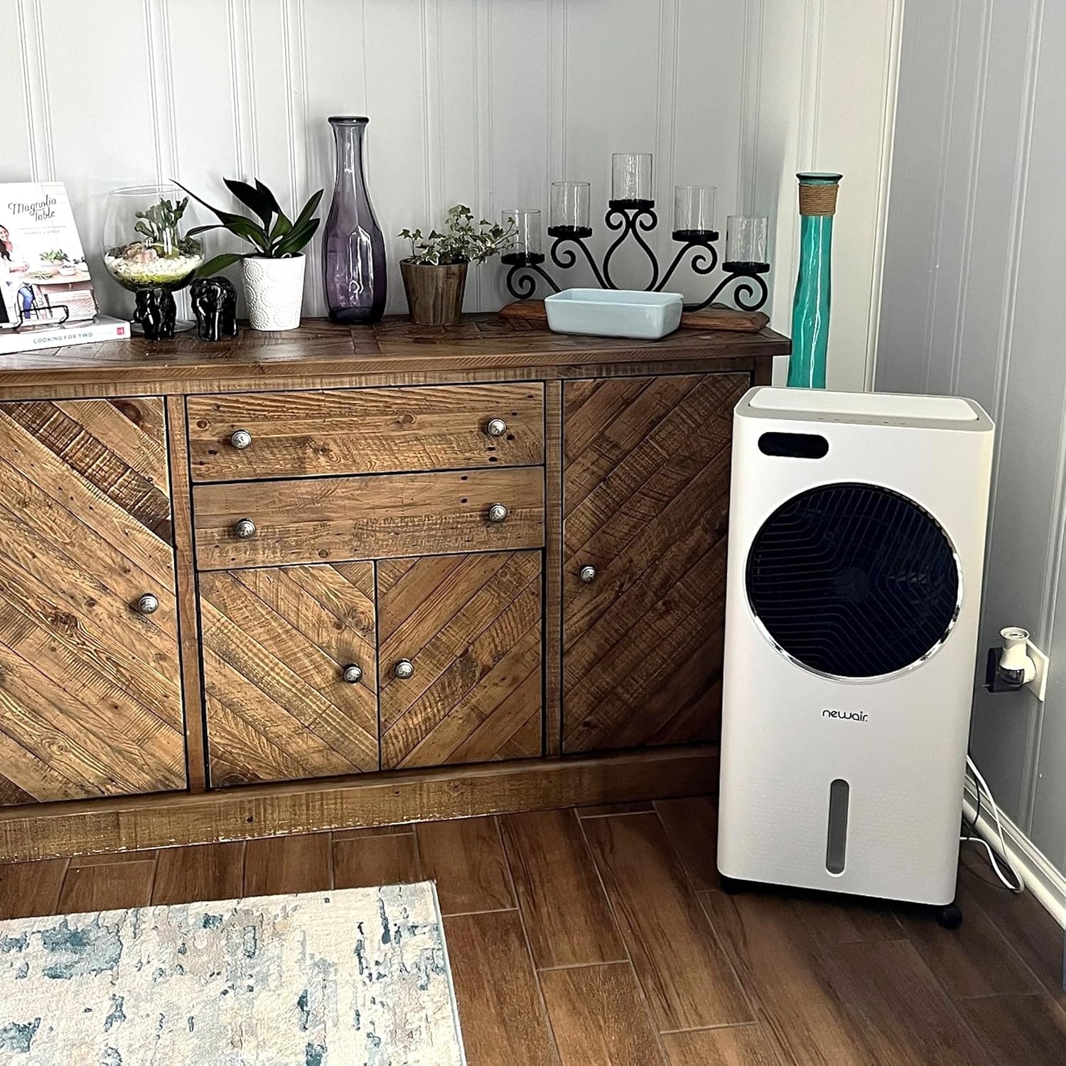 image:imageNewair Evaporative Air Cooler AC Portable Air Conditioner Alternative with 1600 CFM Airflow Room Cooling Fan for Bedroom Garage amp Indoor Use WhiteWhite