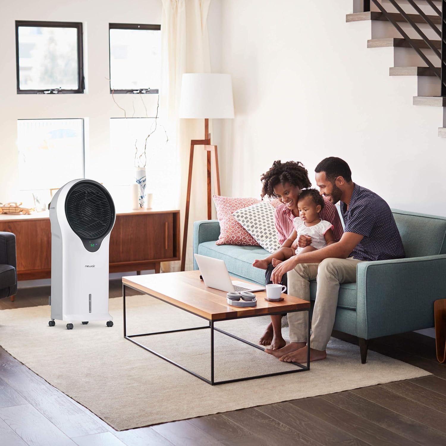 image:imageNewair Evaporative Air Cooler AC Portable Air Conditioner Alternative with 470 CFM Airflow Room Cooling Fan for Bedroom Garage amp Indoor Use White