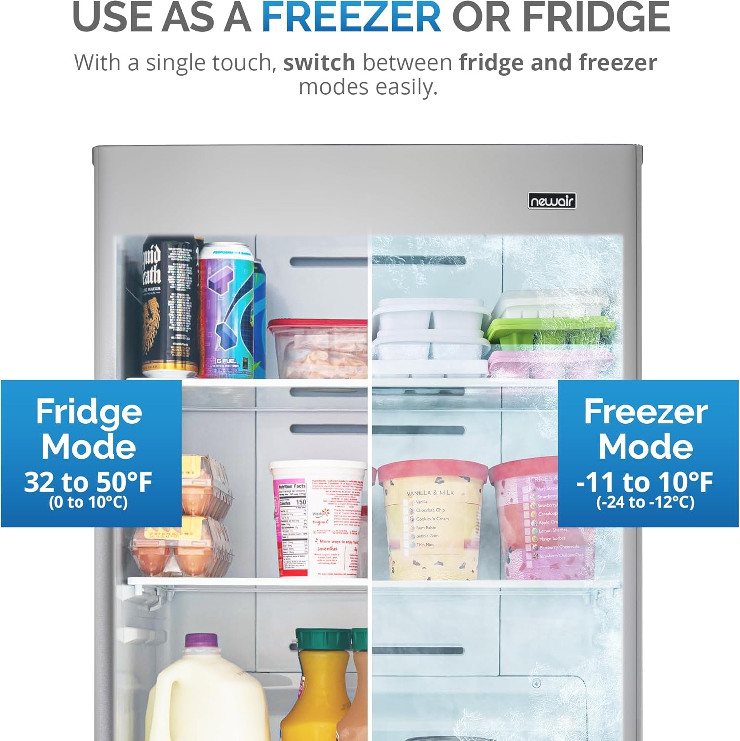 image:imageNewair Upright Freezer 138 Cu Ft GarageReady Stand Up Freezer with Digital Controls Auto Defrost Fast Freeze Mode amp LED Lighting Stainless Steel
