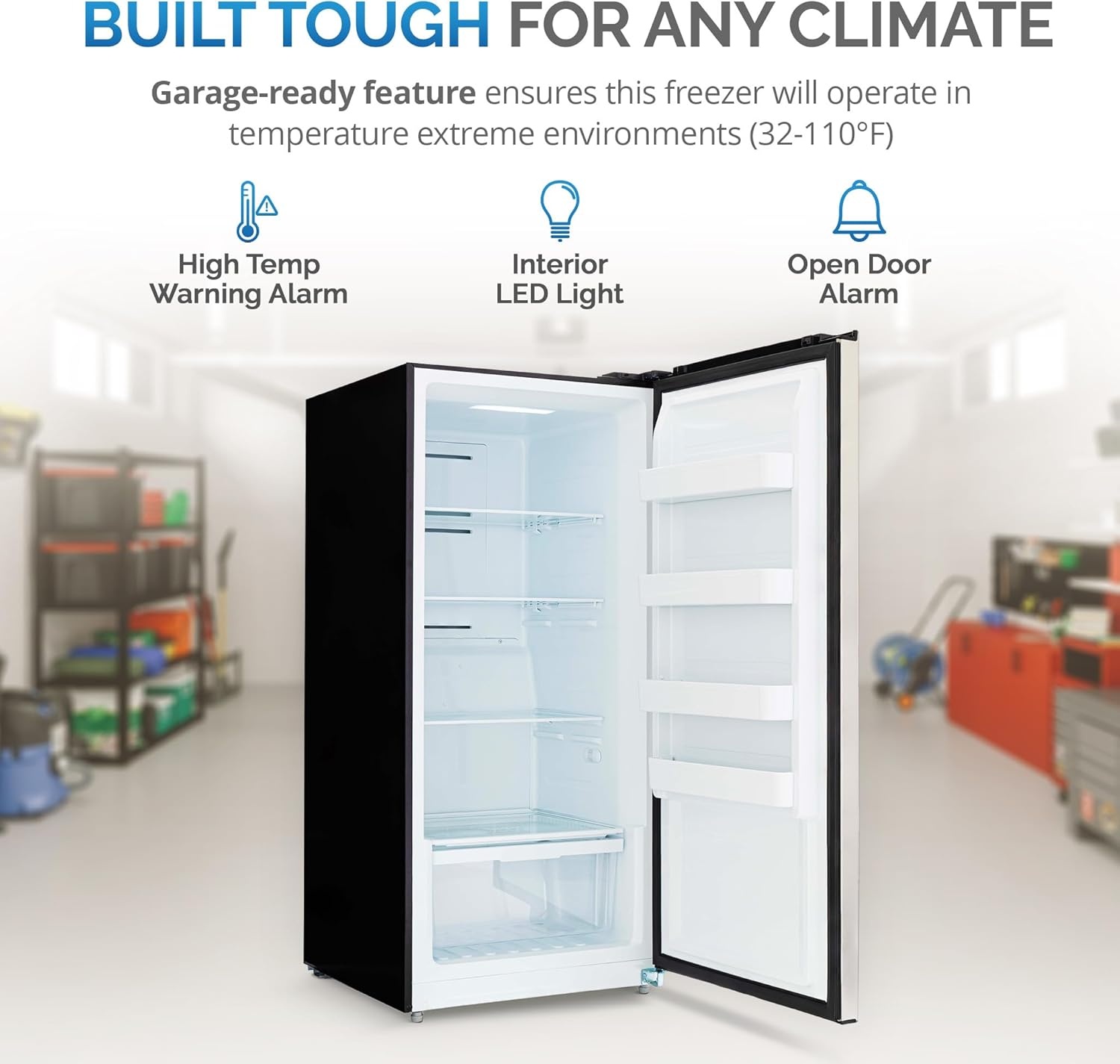 image:imageNewair Upright Freezer 138 Cu Ft GarageReady Stand Up Freezer with Digital Controls Auto Defrost Fast Freeze Mode amp LED Lighting Stainless Steel