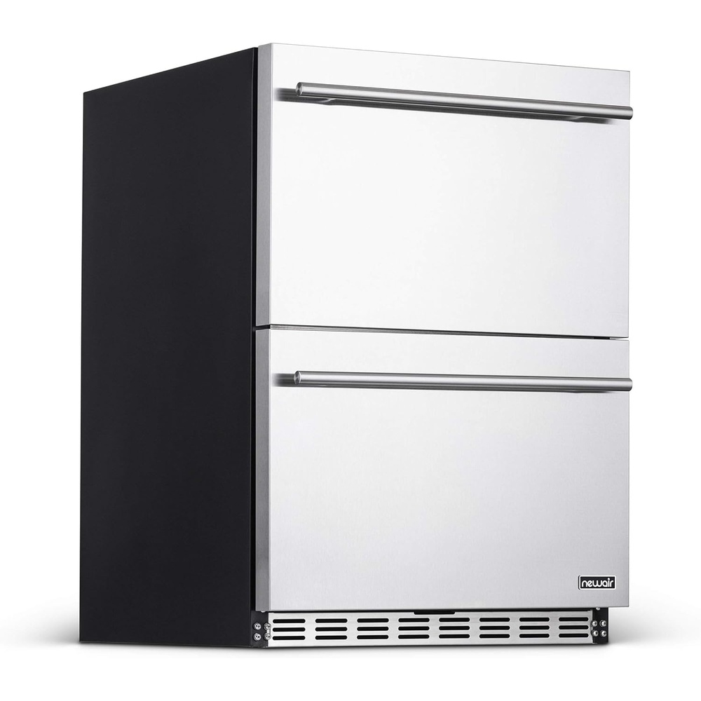 image:imageNewAir 24 Dual Zone Outdoor Wine amp Beverage Fridge Freestanding or BuiltIn Under counter Refrigerator for Outside Patio Dual Drawer for 20 Wine Bottles amp 80 Cans Stainless Steel