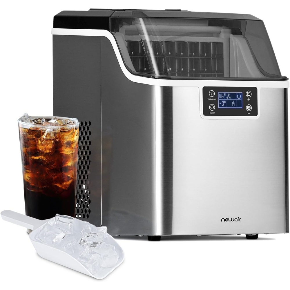 image:imageNewair Countertop Clear Ice Maker 45lbsDay Ice Cube Machine SelfCleaning Function and Custom Ice Thickness Portable Ice Maker 24H Timer Ideal for Home Office and Outdoor Bar Stainless Steel