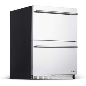 image:imageNewAir 24 Dual Zone Outdoor Wine amp Beverage Fridge  Freestanding or BuiltIn Under counter Refrigerator for Outside Patio  Dual Drawer for 20 Wine Bottles amp 80 Cans  Stainless Steel