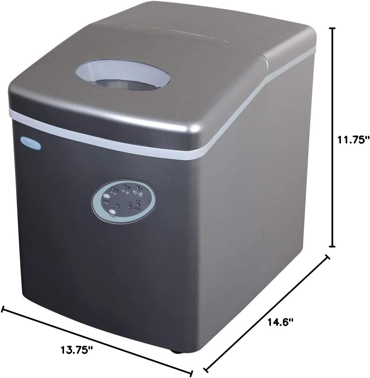 image:imageCountertop Ice Maker Machine 28 lbs of Ice in 24 Hours Portable Design in Silver with 3 Bullet Ice Cube Sizes