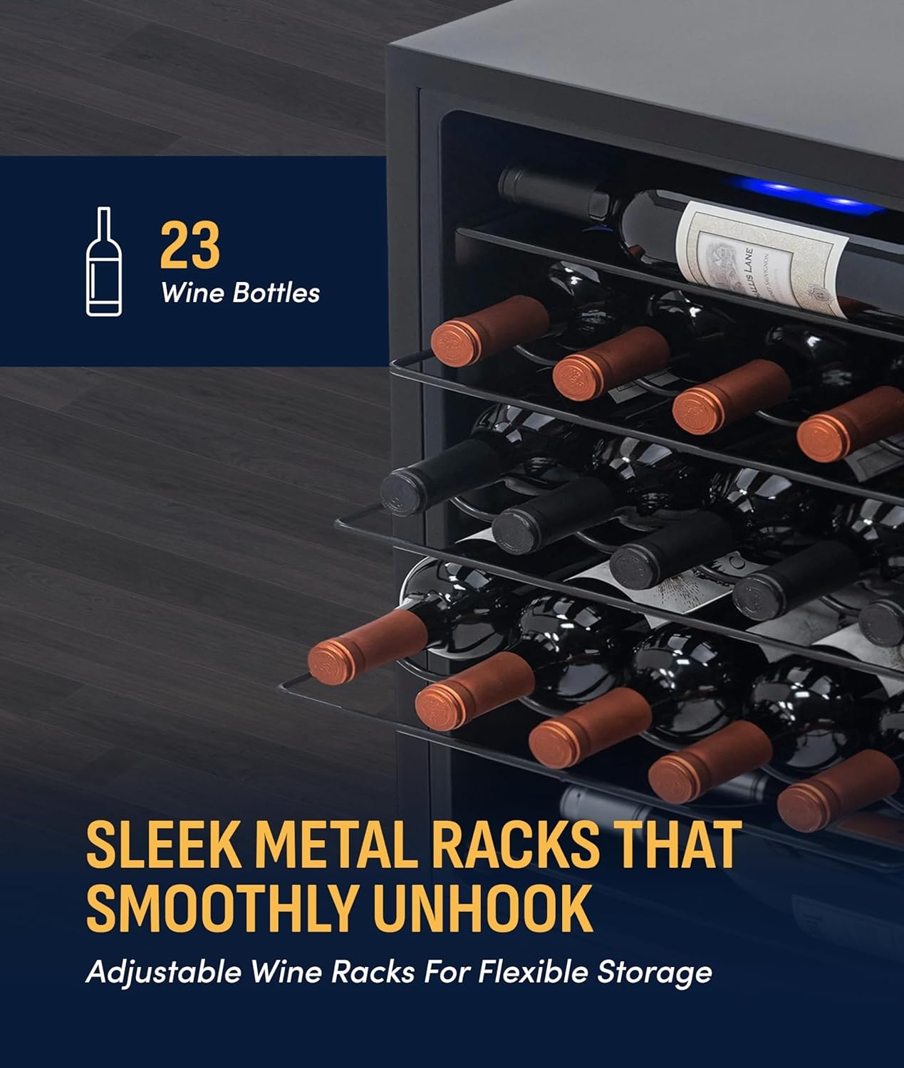 image:imageNewAir 19 Wine Fridge for 23 Bottles Freestanding Wine Cooler Refrigerator with Glass Door Quiet Compressor Cooling amp Digital Thermostat Stainless SteelStainless Steel