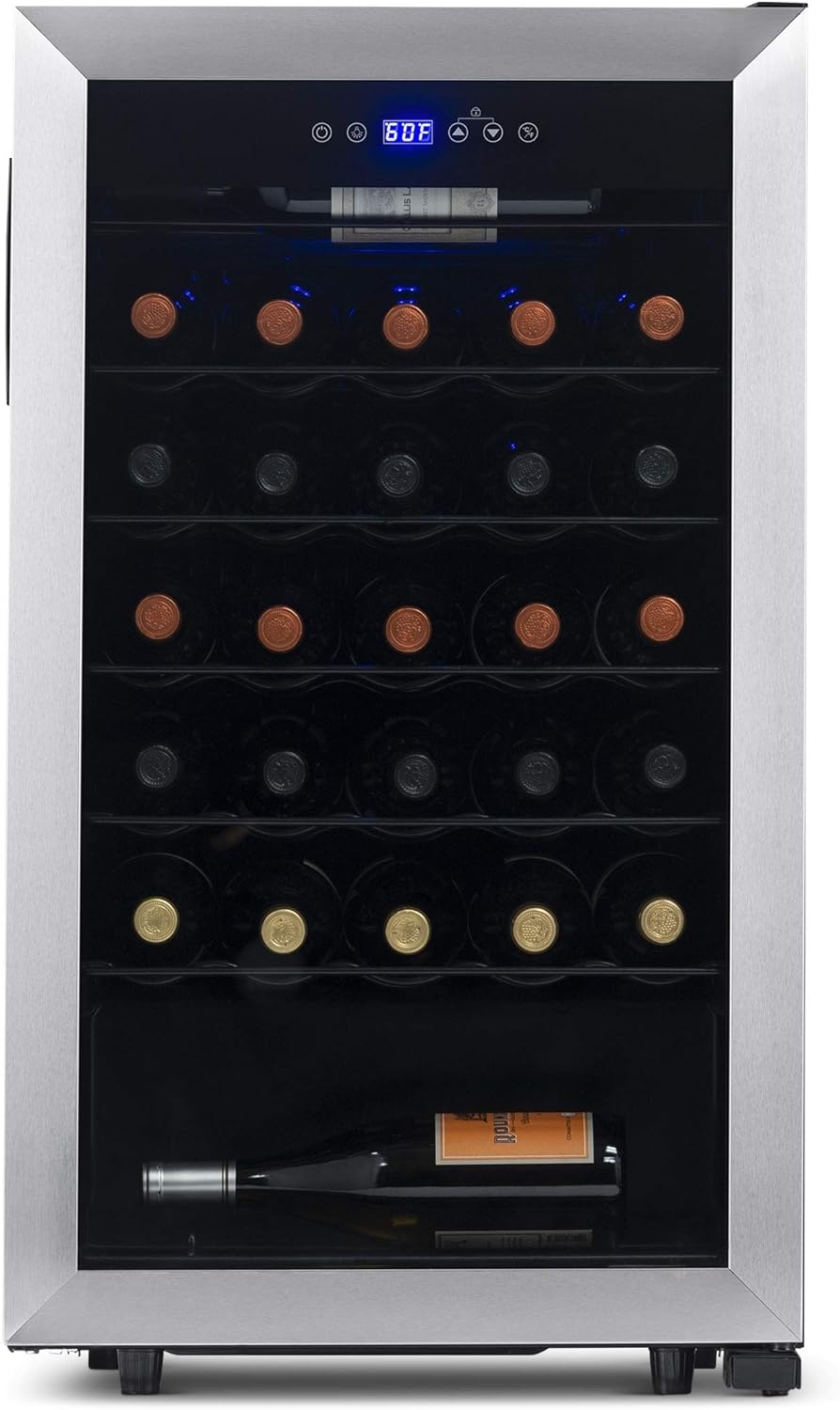 image:imageNewAir 19 Wine Fridge for 23 Bottles Freestanding Wine Cooler Refrigerator with Glass Door Quiet Compressor Cooling amp Digital Thermostat Stainless SteelStainless Steel