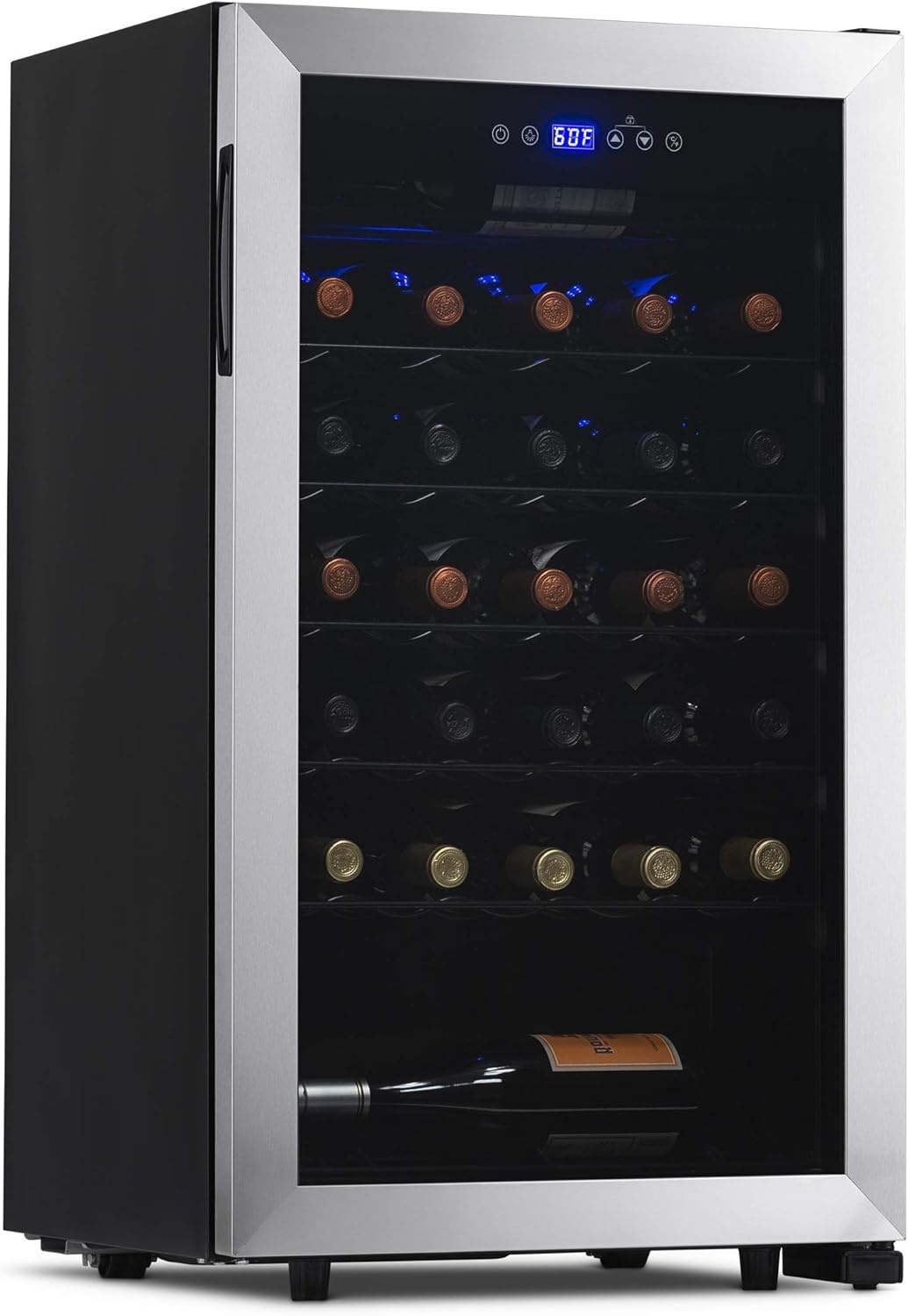 image:imageNewAir 19 Wine Fridge for 23 Bottles Freestanding Wine Cooler Refrigerator with Glass Door Quiet Compressor Cooling amp Digital Thermostat Stainless SteelStainless Steel