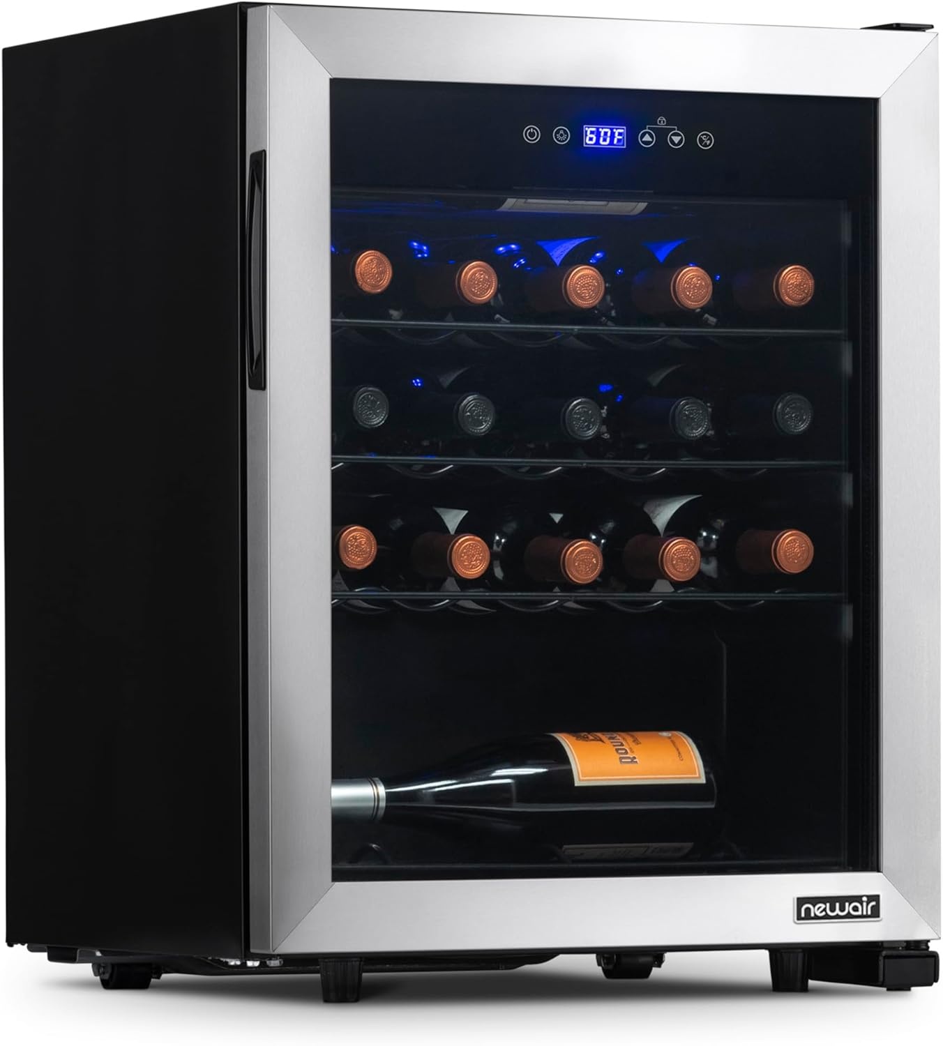 image:imageNewAir 19 Wine Fridge for 23 Bottles Freestanding Wine Cooler Refrigerator with Glass Door Quiet Compressor Cooling amp Digital Thermostat Stainless SteelStainless Steel