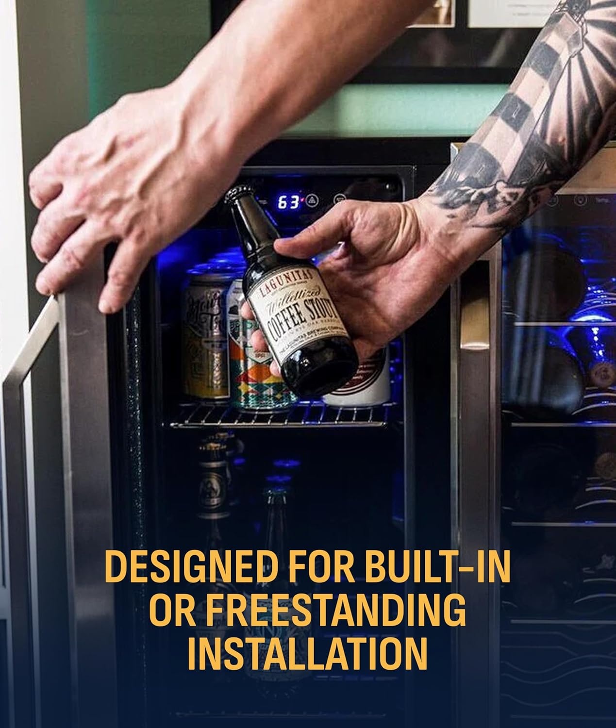 image:imageNewAir 24 Dual Zone Beverage Refrigerator amp Wine Cooler for 18 Bottles amp 60 Cans Freestanding or BuiltIn Under Counter Mini Fridge for Beer Wine and Soda Stainless Steel18 Bottle 60 Can