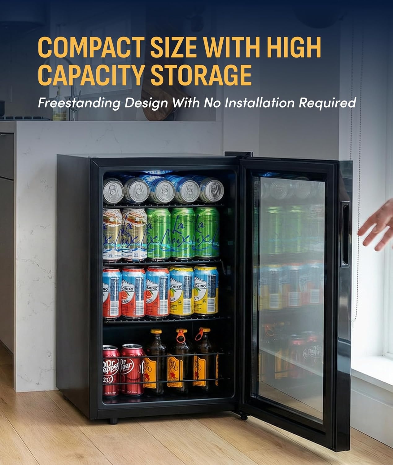 image:imageNewAir 24 Dual Zone Beverage Refrigerator amp Wine Cooler for 18 Bottles amp 60 Cans Freestanding or BuiltIn Under Counter Mini Fridge for Beer Wine and Soda Stainless Steel90 Can