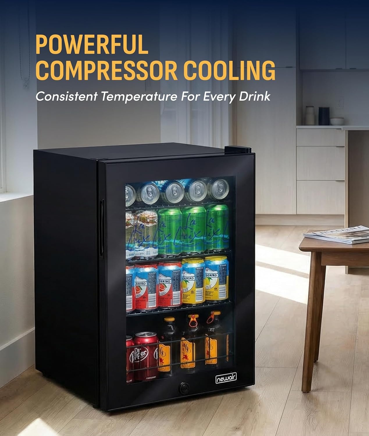 image:imageNewAir 24 Dual Zone Beverage Refrigerator amp Wine Cooler for 18 Bottles amp 60 Cans Freestanding or BuiltIn Under Counter Mini Fridge for Beer Wine and Soda Stainless Steel90 Can