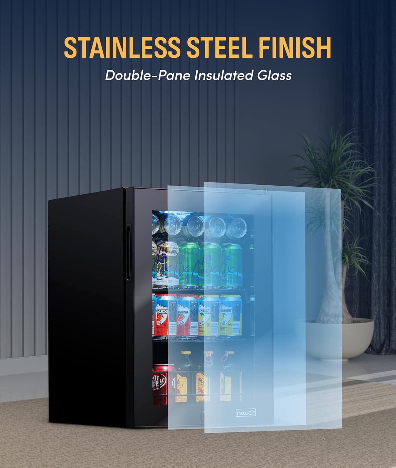 image:imageNewAir 24 Dual Zone Beverage Refrigerator amp Wine Cooler for 18 Bottles amp 60 Cans Freestanding or BuiltIn Under Counter Mini Fridge for Beer Wine and Soda Stainless Steel90 Can