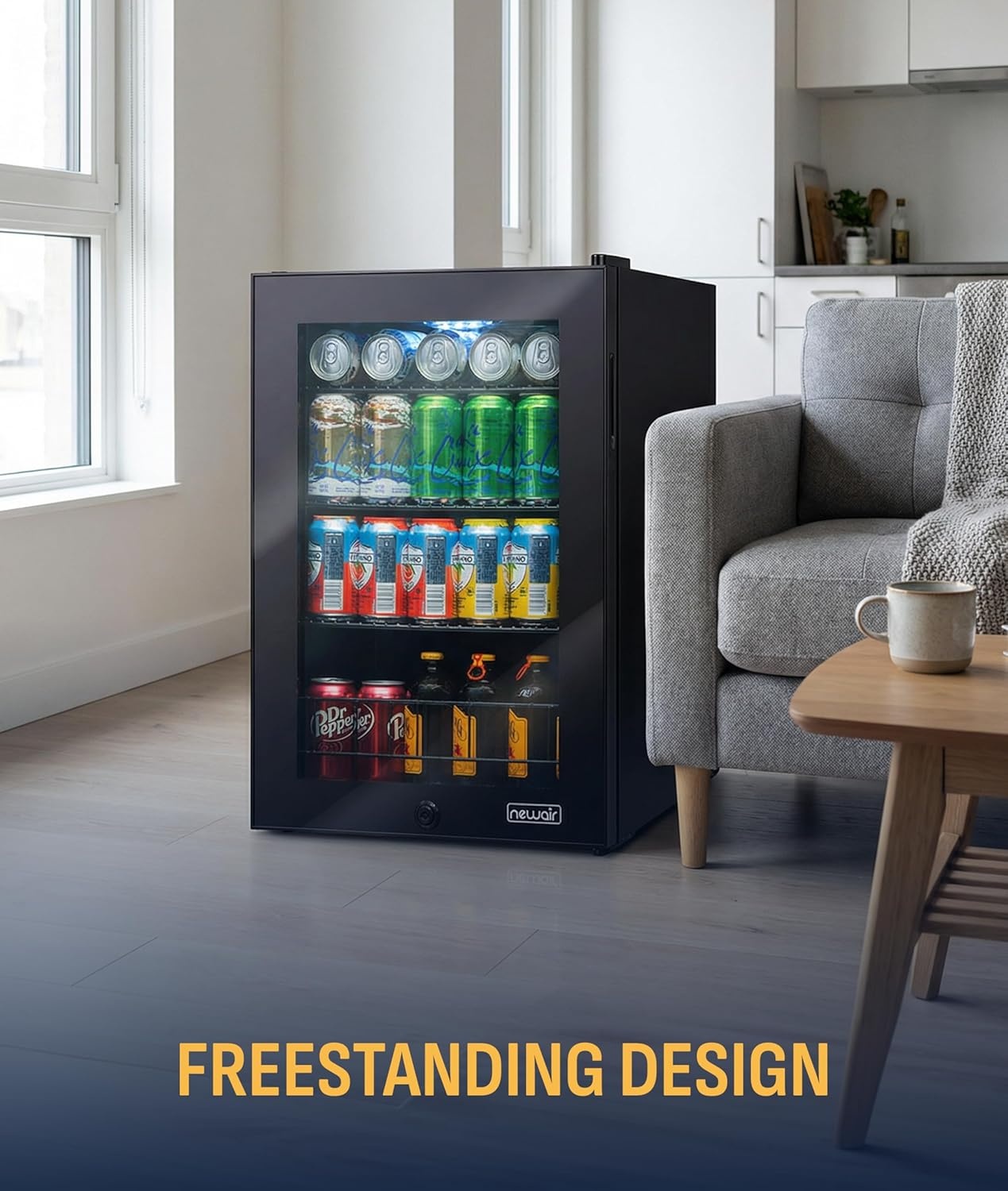 image:imageNewAir 24 Dual Zone Beverage Refrigerator amp Wine Cooler for 18 Bottles amp 60 Cans Freestanding or BuiltIn Under Counter Mini Fridge for Beer Wine and Soda Stainless Steel90 Can