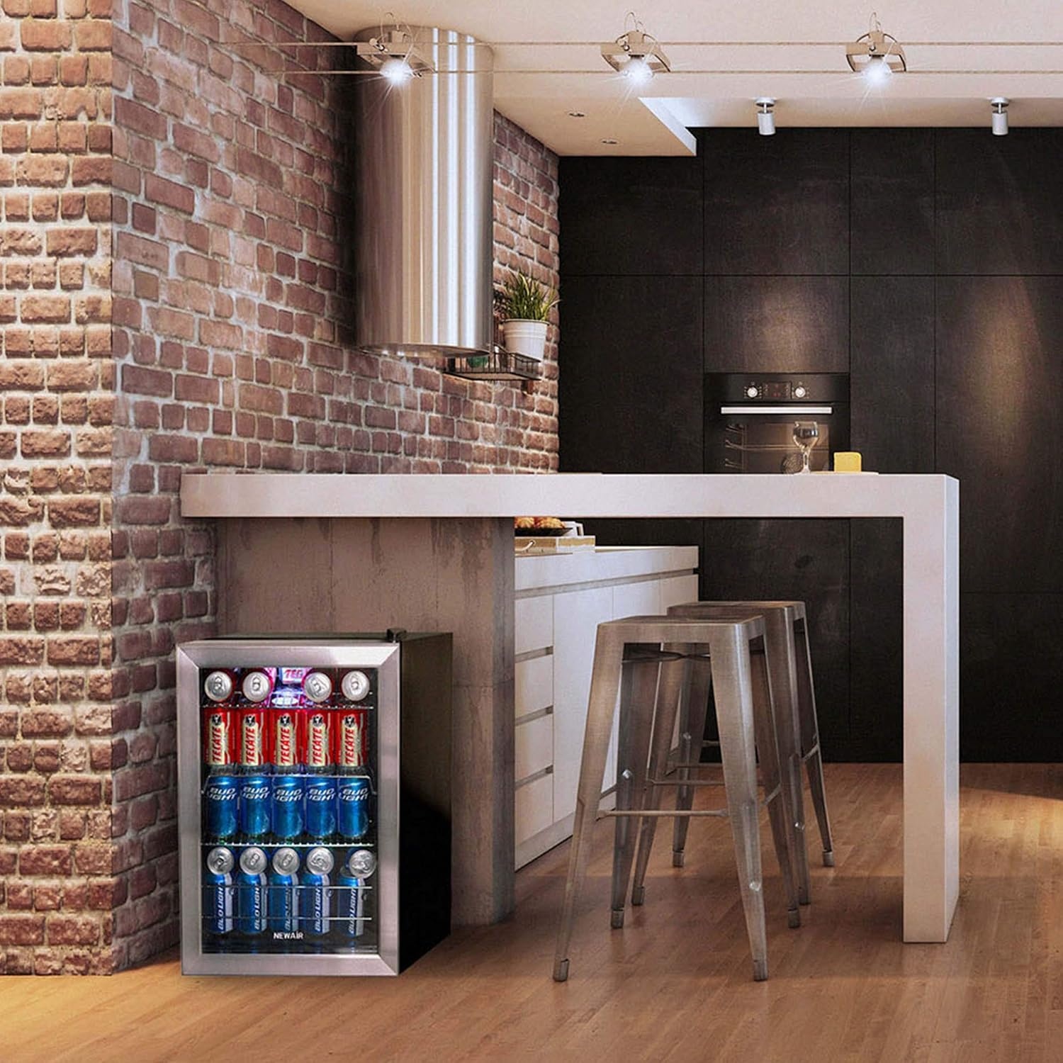 image:imageNewAir 90 Can Beverage Refrigerator 17 Freestanding Small Mini Fridge for Bedroom Home Bar or Office Quiet Compressor Cooling amp Adjustable Shelves Stainless Steel90 Can
