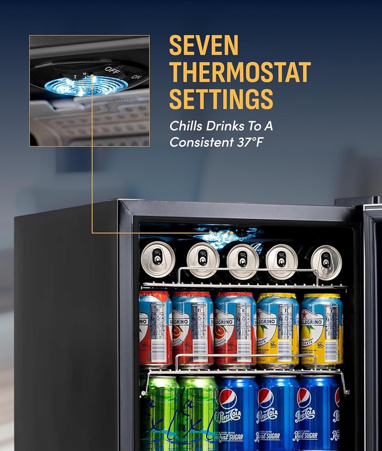 image:imageNewAir 90 Can Beverage Refrigerator 17 Freestanding Small Mini Fridge for Bedroom Home Bar or Office Quiet Compressor Cooling amp Adjustable Shelves Stainless Steel90 Can