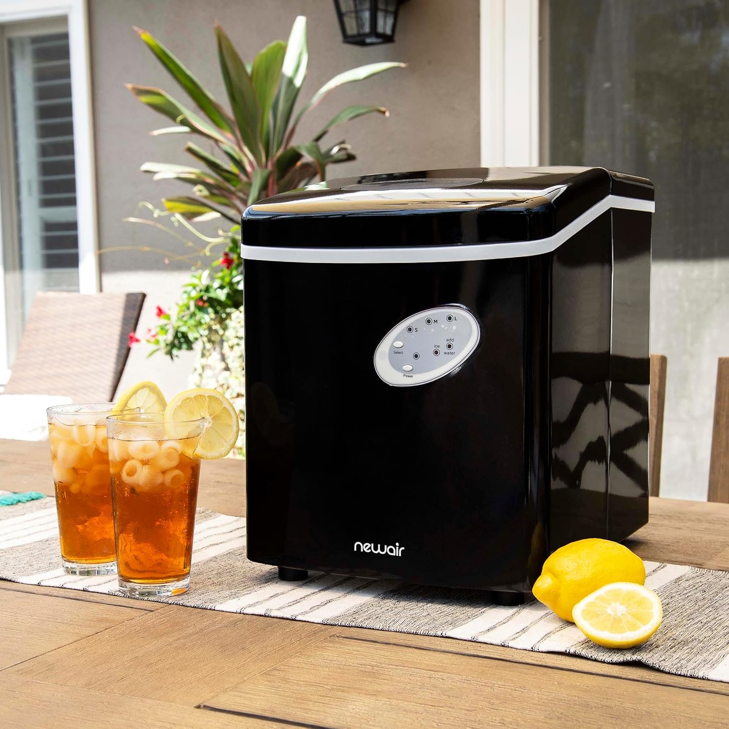 image:imageNewAir Counter Top Ice Maker Machine Black Compact Automatic Ice Maker Cubes Ready in 6 Minutes 28 Pounds in 24 Hours Perfect for HomeKitchenOfficeBarBlack