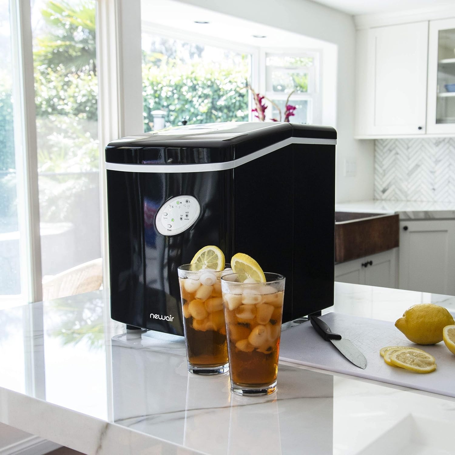 image:imageNewAir Counter Top Ice Maker Machine Black Compact Automatic Ice Maker Cubes Ready in 6 Minutes 28 Pounds in 24 Hours Perfect for HomeKitchenOfficeBarBlack