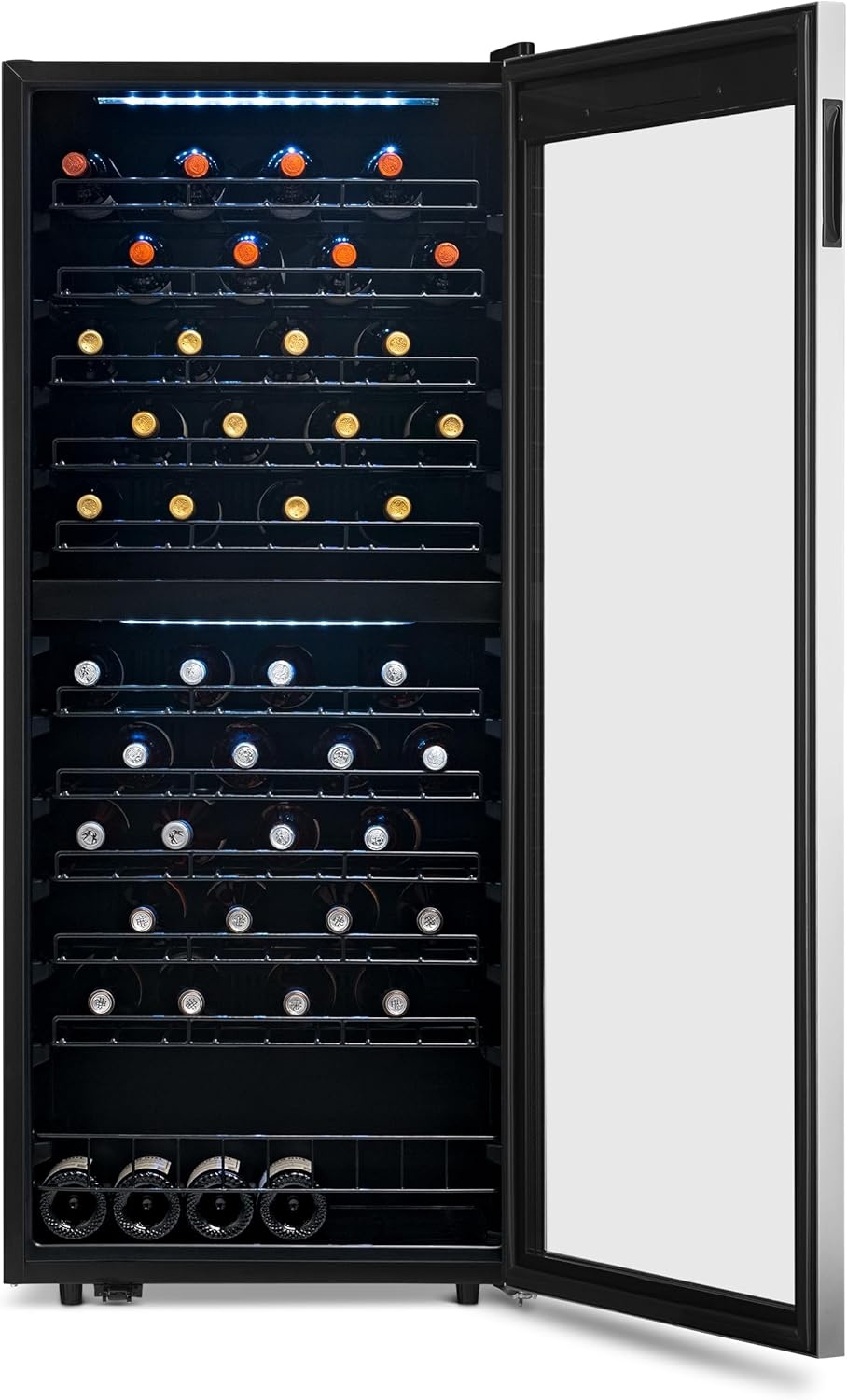 image:imageNewAir ESTATE Wine Fridge Dual Zone 160 Bottle Capacity Premium 24 inch Refrigerator with Display Shelves for Wines Professional BuiltinFreestanding Wine Cellars in Seamless Stainless SteelStainless Steel