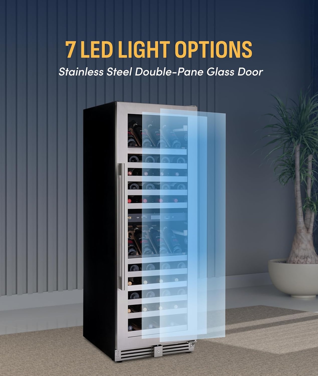image:imageNewAir ESTATE Wine Fridge Dual Zone 160 Bottle Capacity Premium 24 inch Refrigerator with Display Shelves for Wines Professional BuiltinFreestanding Wine Cellars in Seamless Stainless SteelESTATE Stainless Steel