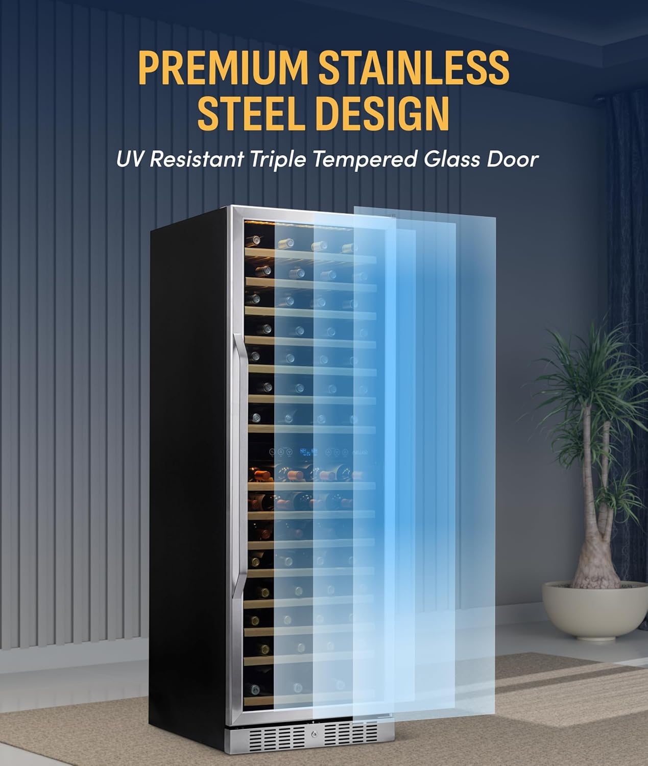 image:imageNewAir ESTATE Wine Fridge Dual Zone 160 Bottle Capacity Premium 24 inch Refrigerator with Display Shelves for Wines Professional BuiltinFreestanding Wine Cellars in Seamless Stainless SteelStainless Steel