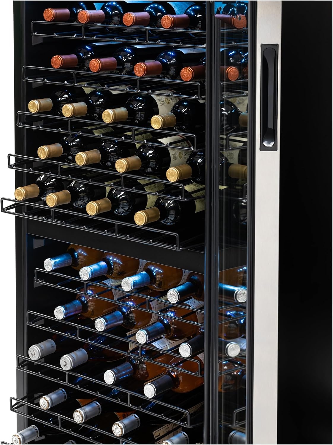image:imageNewAir ESTATE Wine Fridge Dual Zone 160 Bottle Capacity Premium 24 inch Refrigerator with Display Shelves for Wines Professional BuiltinFreestanding Wine Cellars in Seamless Stainless SteelStainless Steel