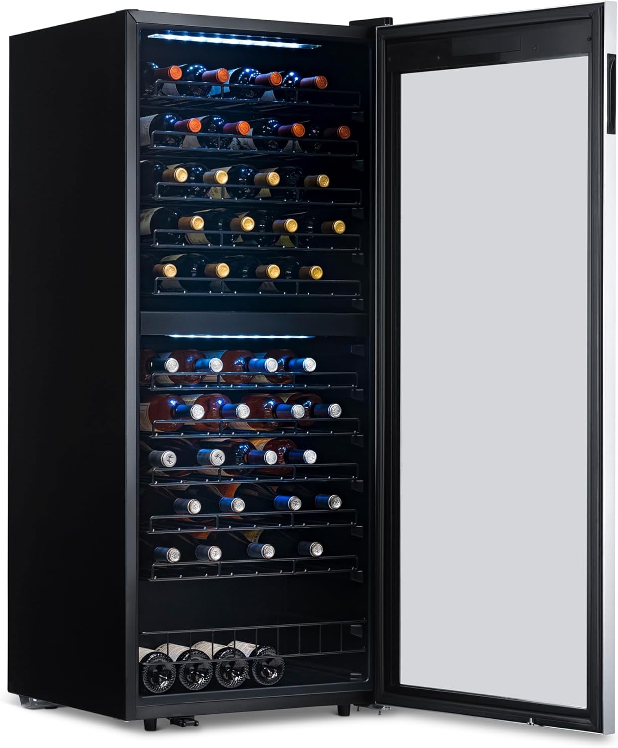 image:imageNewAir ESTATE Wine Fridge Dual Zone 160 Bottle Capacity Premium 24 inch Refrigerator with Display Shelves for Wines Professional BuiltinFreestanding Wine Cellars in Seamless Stainless SteelStainless Steel