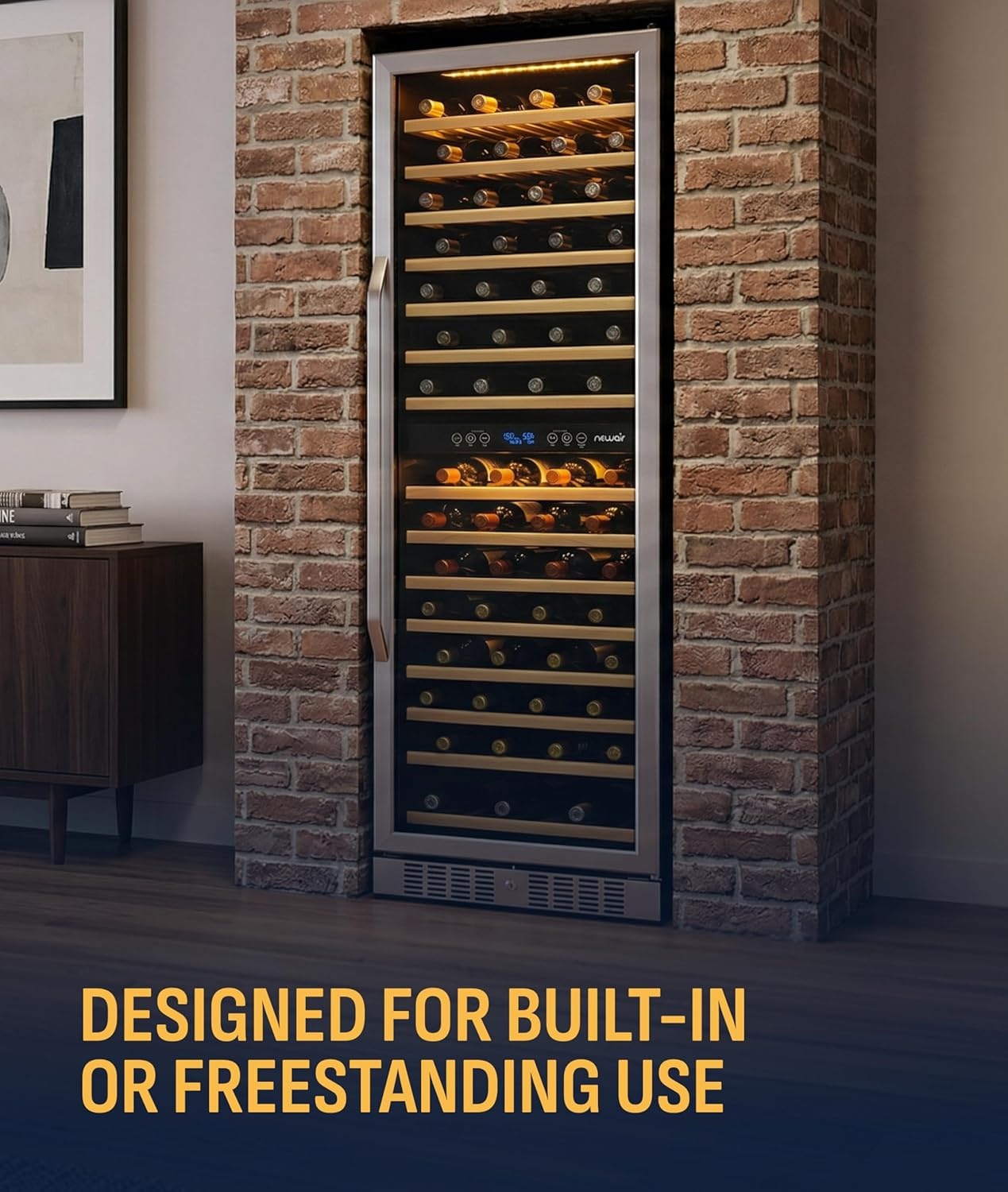 image:imageNewAir ESTATE Wine Fridge Dual Zone 160 Bottle Capacity Premium 24 inch Refrigerator with Display Shelves for Wines Professional BuiltinFreestanding Wine Cellars in Seamless Stainless SteelStainless Steel