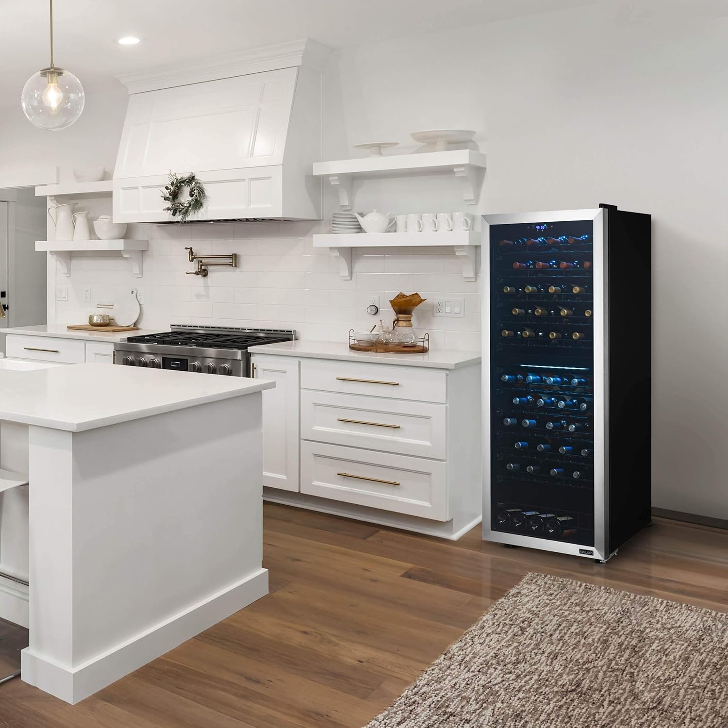 image:imageNewAir ESTATE Wine Fridge Dual Zone 160 Bottle Capacity Premium 24 inch Refrigerator with Display Shelves for Wines Professional BuiltinFreestanding Wine Cellars in Seamless Stainless SteelStainless Steel