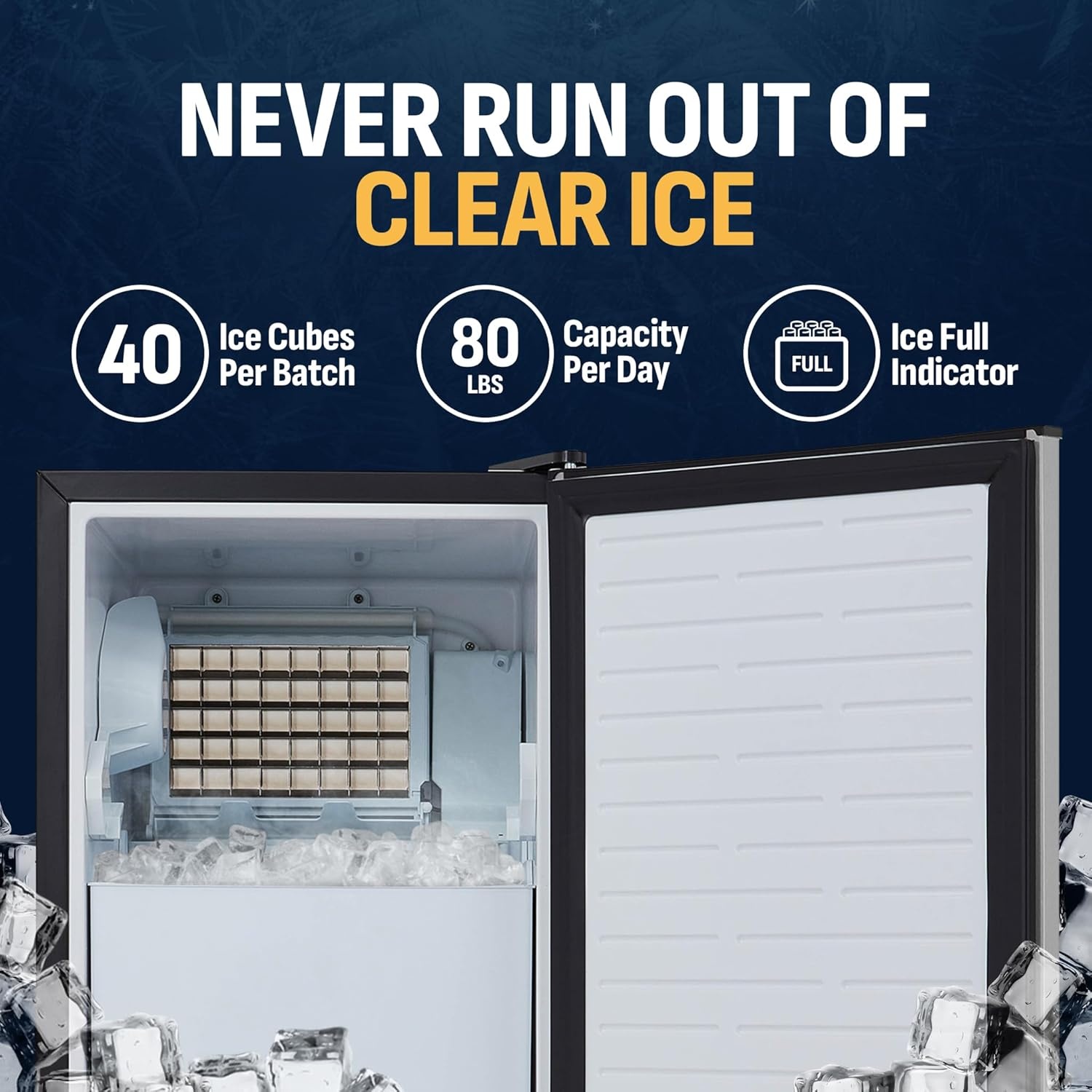 image:imageNewair 15 Commercial Nugget Ice Maker Freestanding or Builtin Under Counter Ice Maker with 80 lbsDay Production for Home Bar Kitchen amp Restaurant Use Stainless Steel