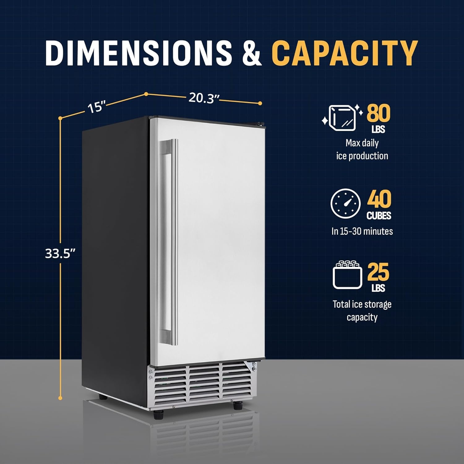 image:imageNewair 15 Commercial Nugget Ice Maker Freestanding or Builtin Under Counter Ice Maker with 80 lbsDay Production for Home Bar Kitchen amp Restaurant Use Stainless Steel