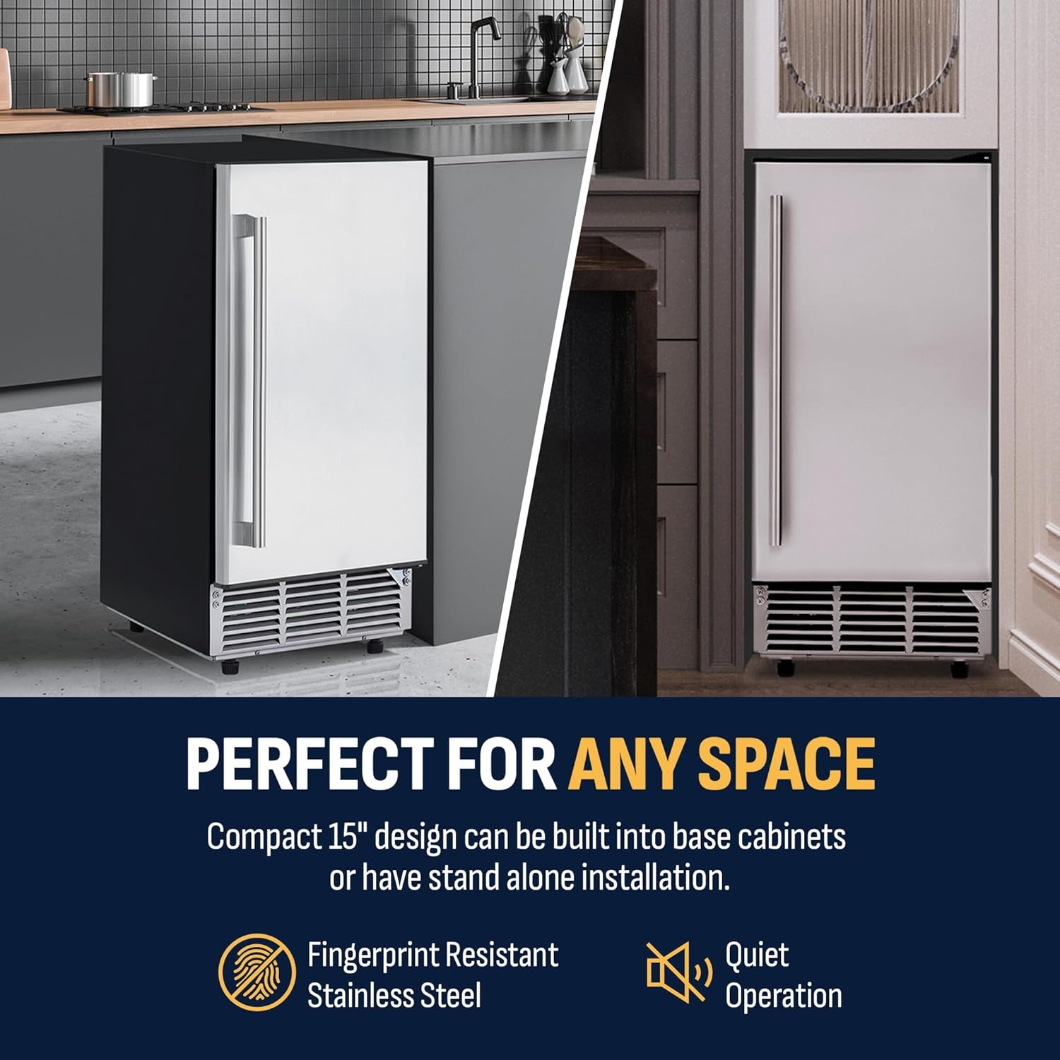 image:imageNewair 15 Commercial Nugget Ice Maker Freestanding or Builtin Under Counter Ice Maker with 80 lbsDay Production for Home Bar Kitchen amp Restaurant Use Stainless Steel