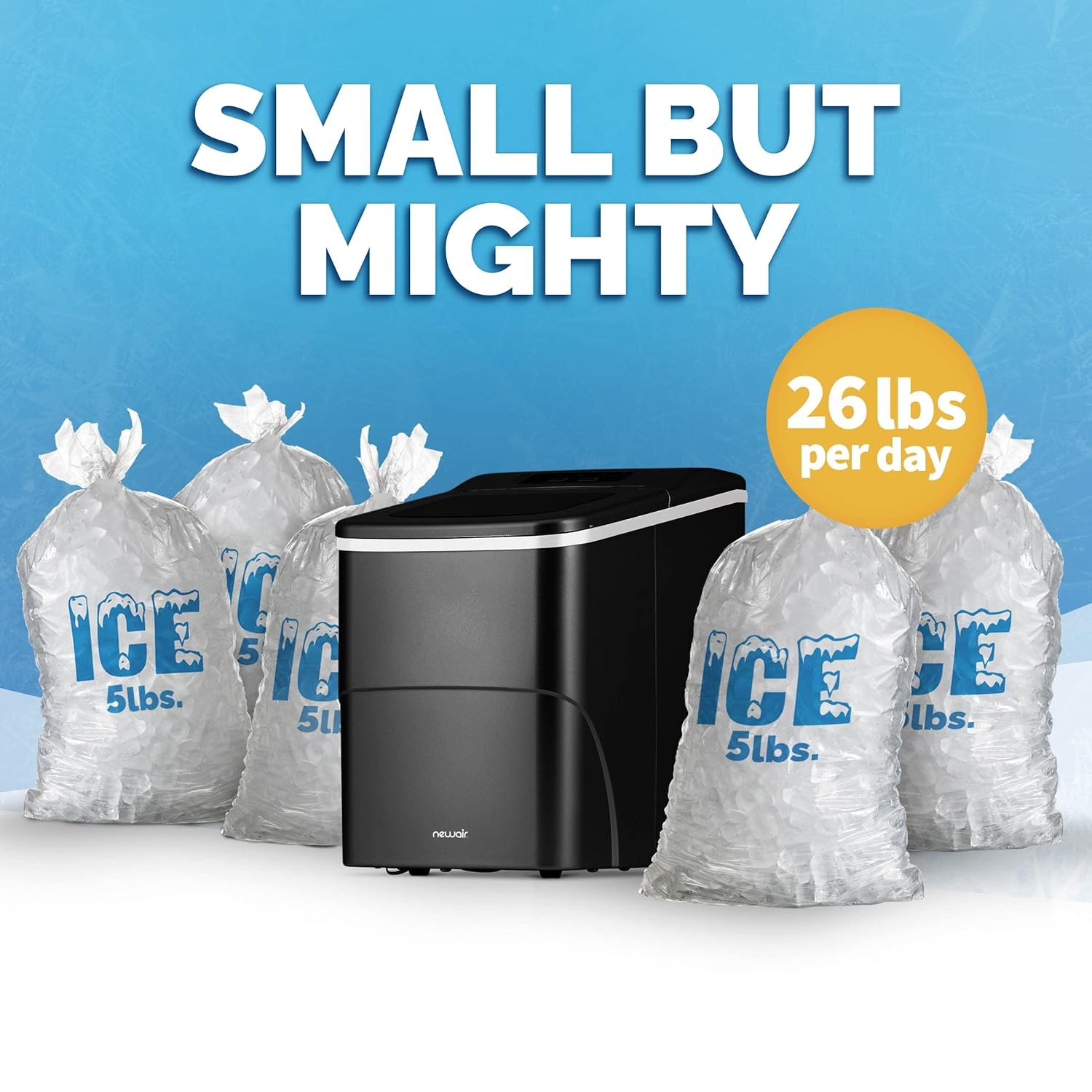 image:imageNewair Mini Bullet Ice Maker Countertop 26 lbsDay Portable Ice Machine SpaceSaving Ice Maker for Home Office amp RV Stainless SteelMatte Black