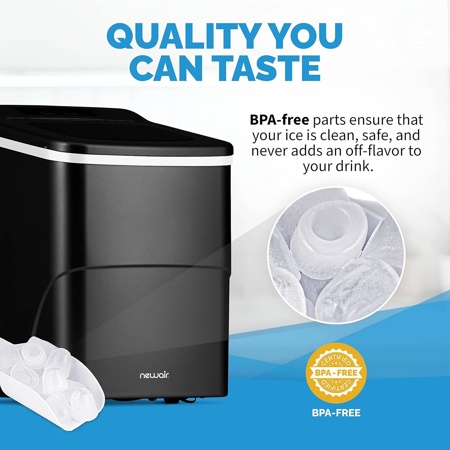 image:imageNewair Mini Bullet Ice Maker Countertop 26 lbsDay Portable Ice Machine SpaceSaving Ice Maker for Home Office amp RV Stainless SteelMatte Black