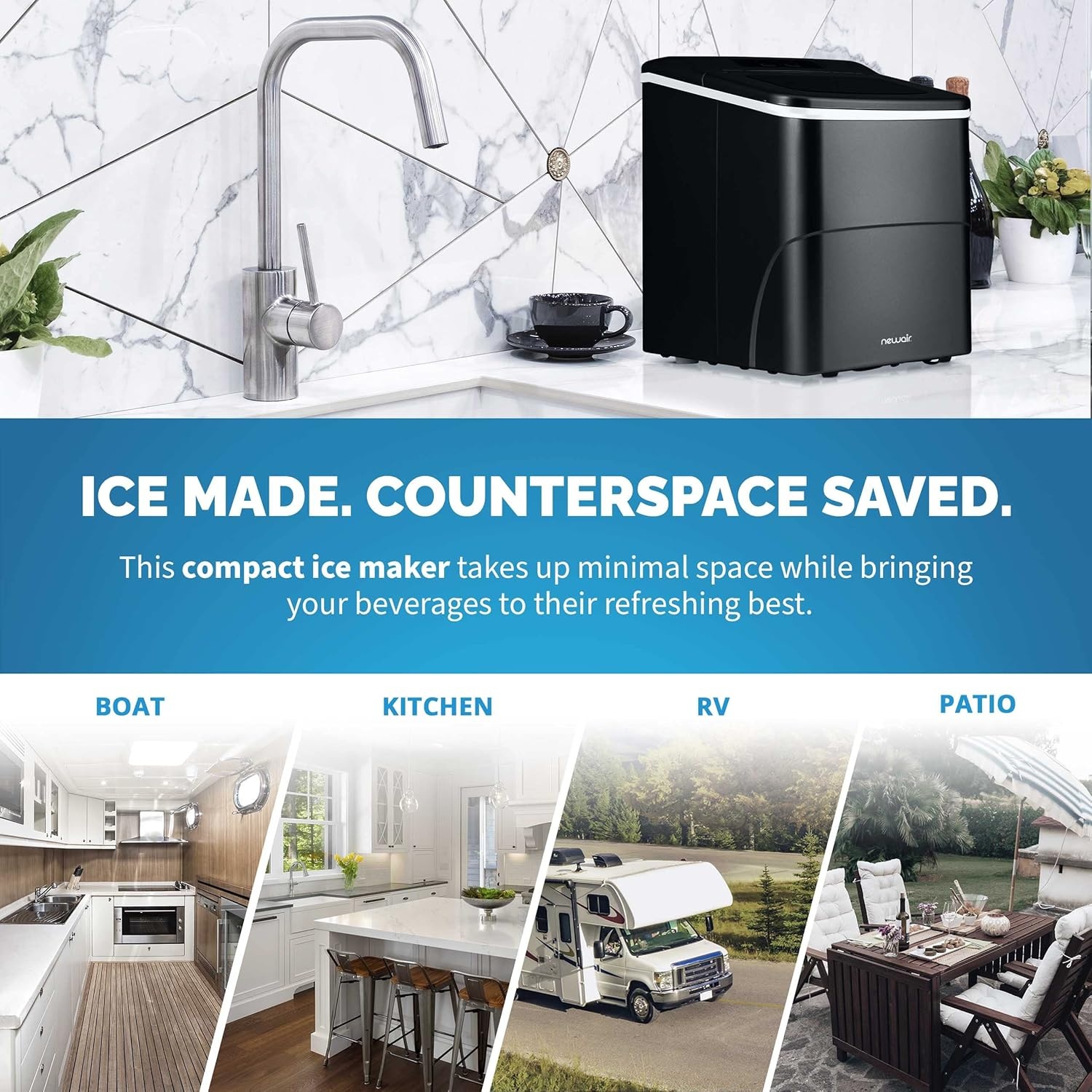 image:imageNewair Mini Bullet Ice Maker Countertop 26 lbsDay Portable Ice Machine SpaceSaving Ice Maker for Home Office amp RV Stainless SteelMatte Black