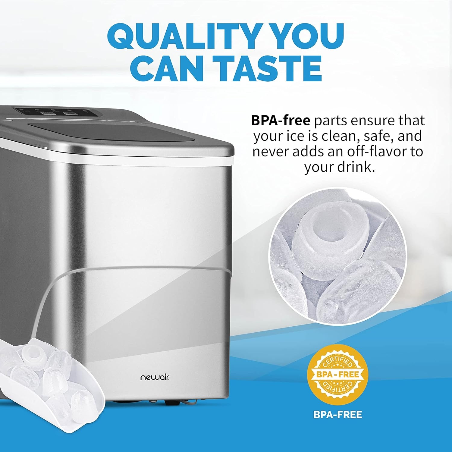 image:imageNewair Mini Bullet Ice Maker Countertop 26 lbsDay Portable Ice Machine SpaceSaving Ice Maker for Home Office amp RV Stainless SteelSilver