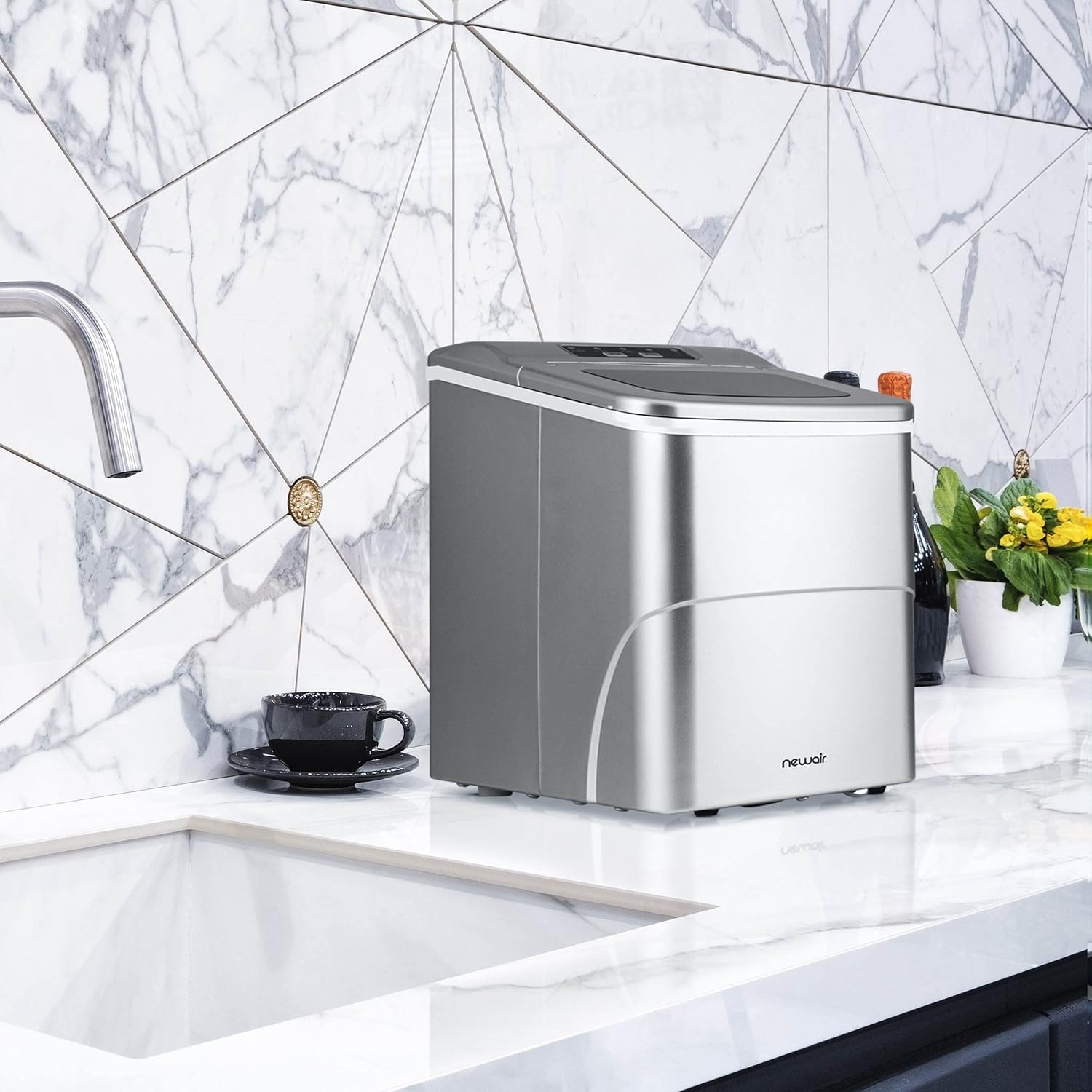 image:imageNewair Mini Bullet Ice Maker Countertop 26 lbsDay Portable Ice Machine SpaceSaving Ice Maker for Home Office amp RV Stainless SteelSilver