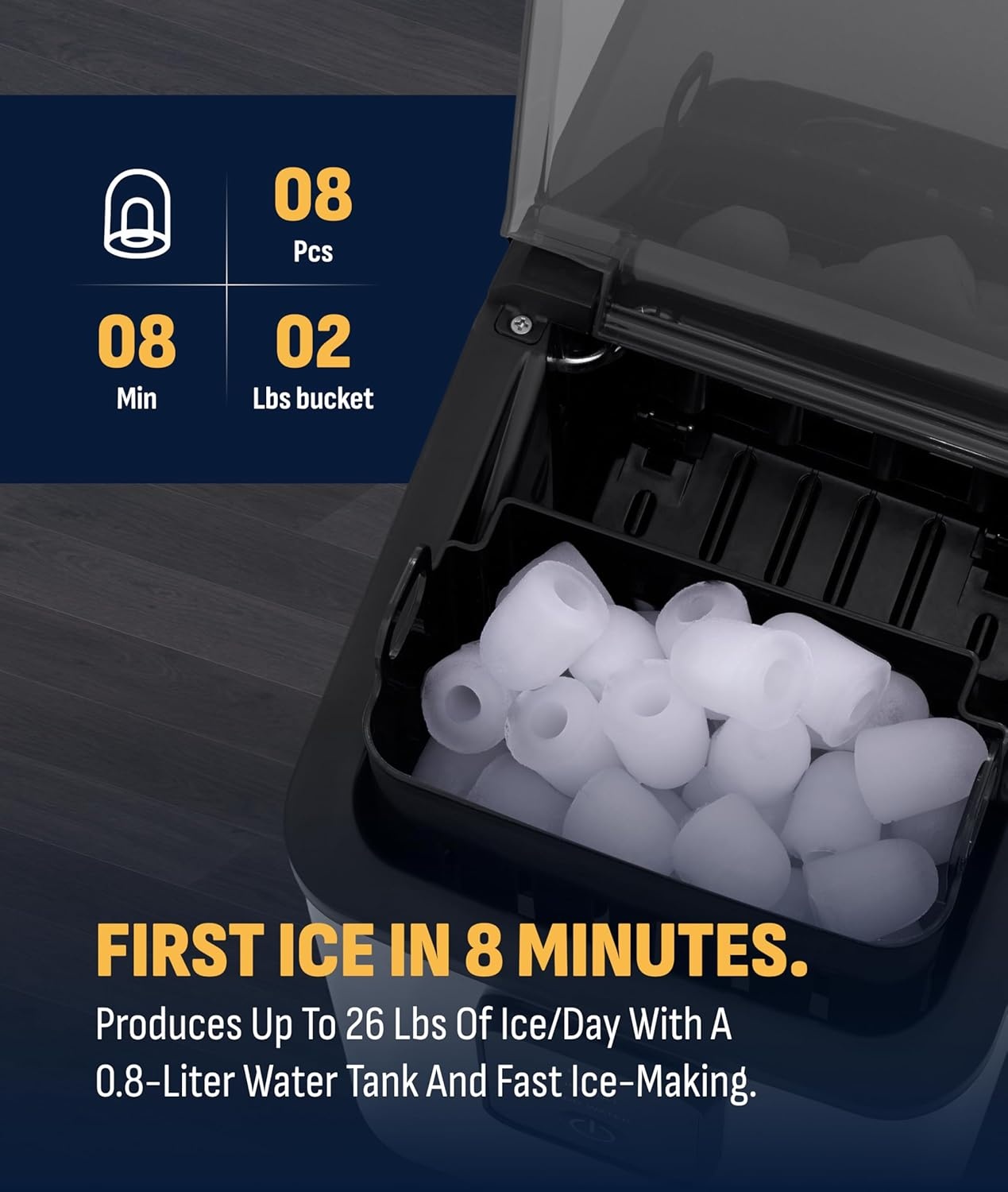 image:imageNewair Mini Bullet Ice Maker Countertop 26 lbsDay Portable Ice Machine SpaceSaving Ice Maker for Home Office amp RV Stainless SteelStainless Steel
