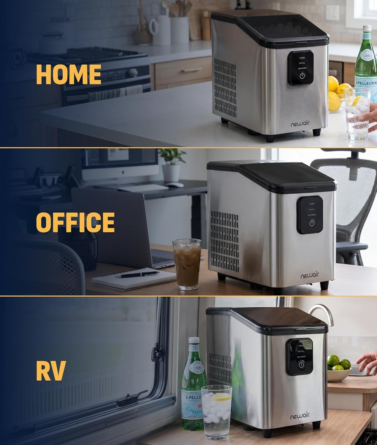 image:imageNewair Mini Bullet Ice Maker Countertop 26 lbsDay Portable Ice Machine SpaceSaving Ice Maker for Home Office amp RV Stainless SteelStainless Steel