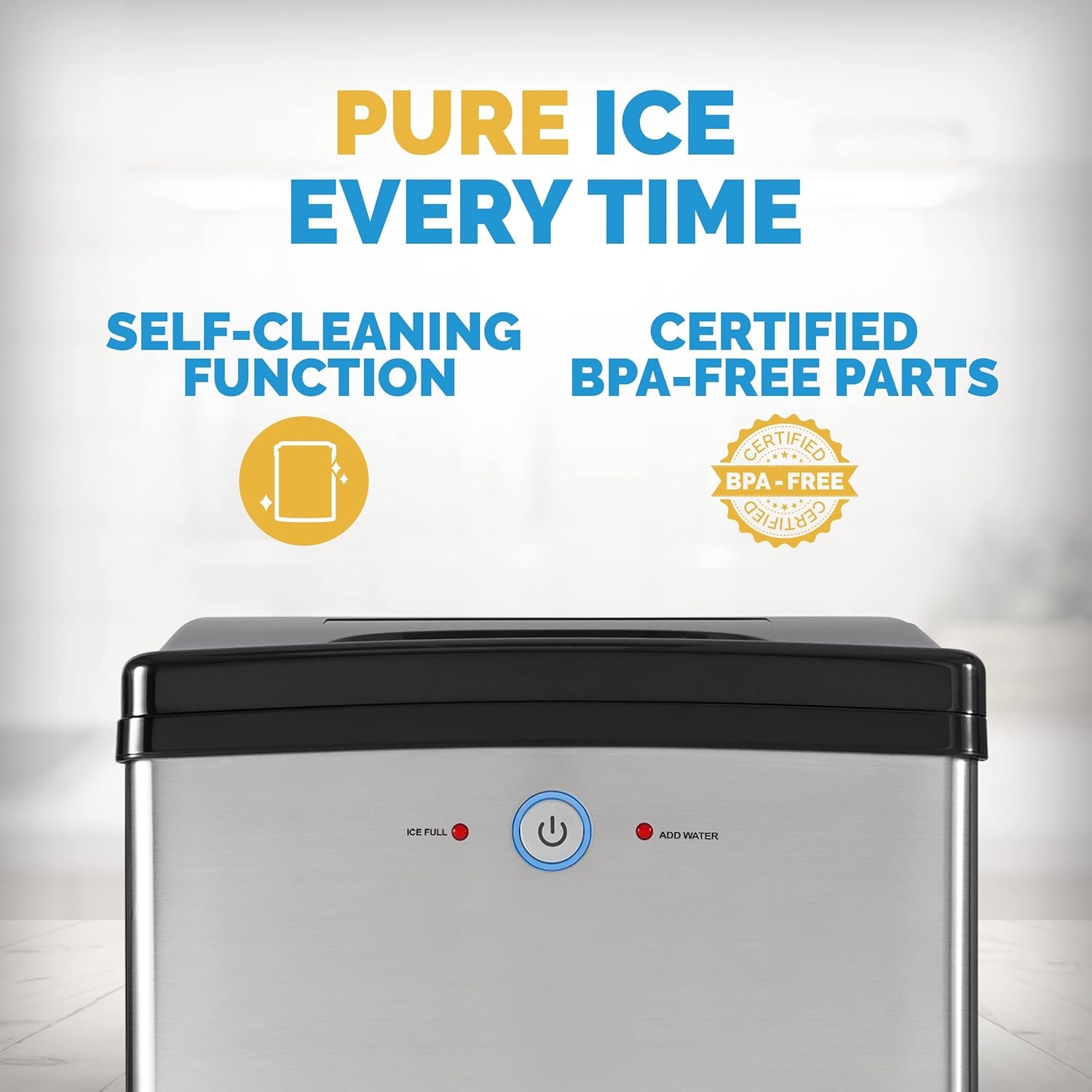 image:imageNewair Nugget Ice Maker Sonic Speed Countertop Crunchy Ice Pellet Machine 45 lbs of Ice a Day Stainless Steel SelfCleaning Function and BPAFree Parts Perfect for Home Kitchen and More