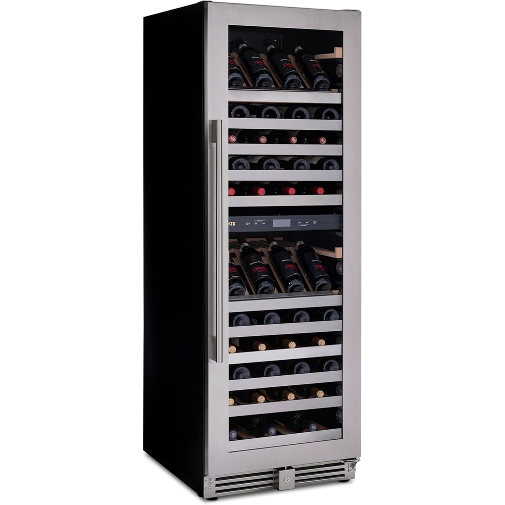 image:imageNewAir ESTATE Wine Fridge Dual Zone 160 Bottle Capacity Premium 24 inch Refrigerator with Display Shelves for Wines Professional BuiltinFreestanding Wine Cellars in Seamless Stainless SteelESTATE Stainless Steel