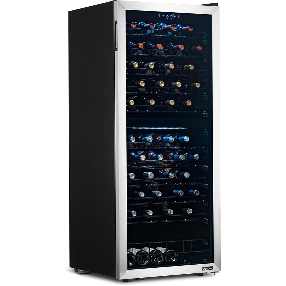 image:imageNewAir ESTATE Wine Fridge Dual Zone 160 Bottle Capacity Premium 24 inch Refrigerator with Display Shelves for Wines Professional BuiltinFreestanding Wine Cellars in Seamless Stainless SteelStainless Steel
