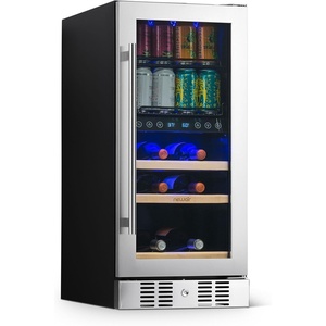 image:imageNewAir 24 Dual Zone Beverage Refrigerator amp Wine Cooler for 18 Bottles amp 60 Cans  Freestanding or BuiltIn Under Counter Mini Fridge for Beer Wine and Soda  Stainless Steel9 Bottle  48 Can